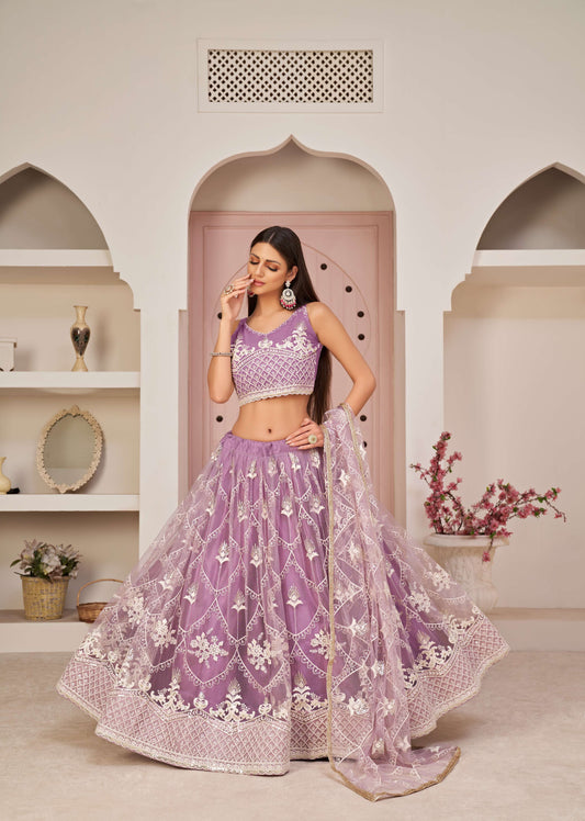 Lavender bridal lehenga choli for women with price