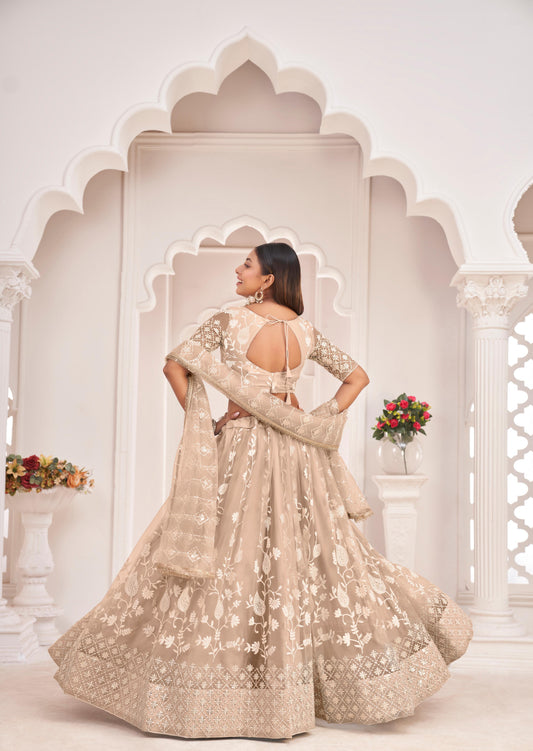 Beige bridal lehenga choli for women with price