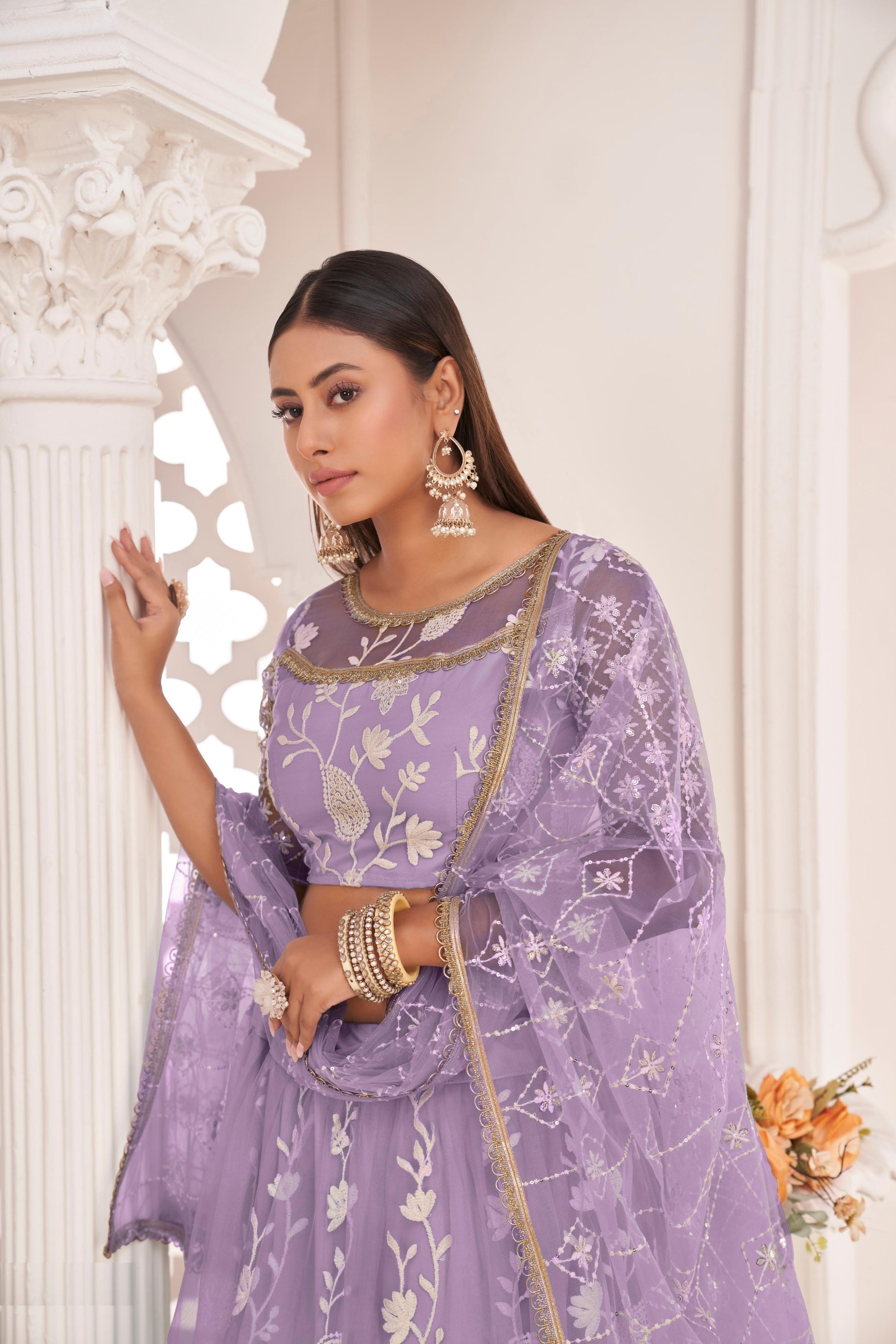 Lavender colour Lehenga for women