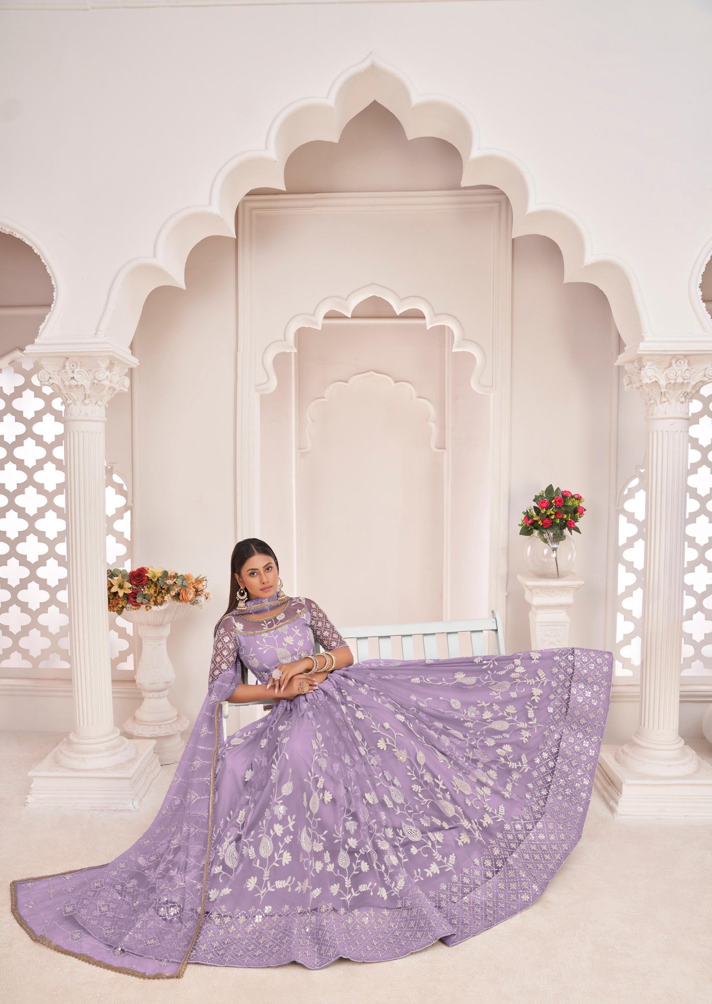 Lavender colour lehenga choli simple