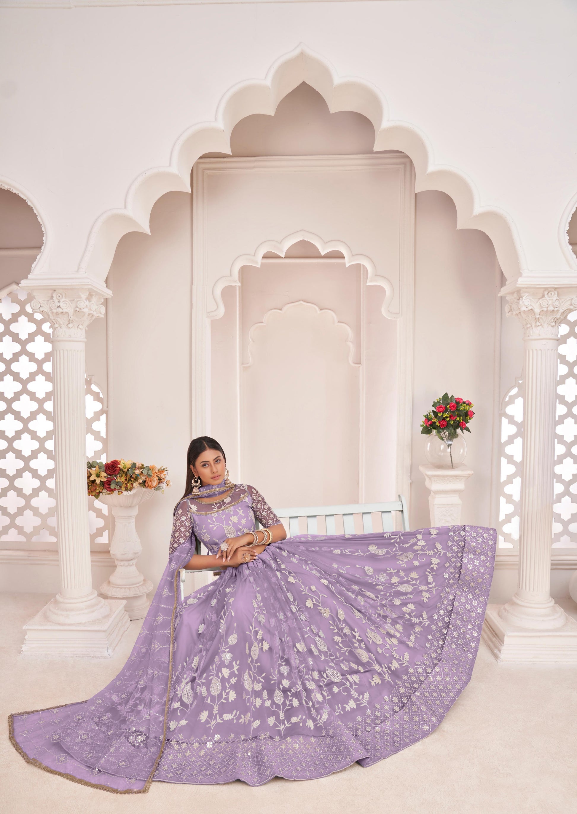 Lavender colour lehenga choli simple