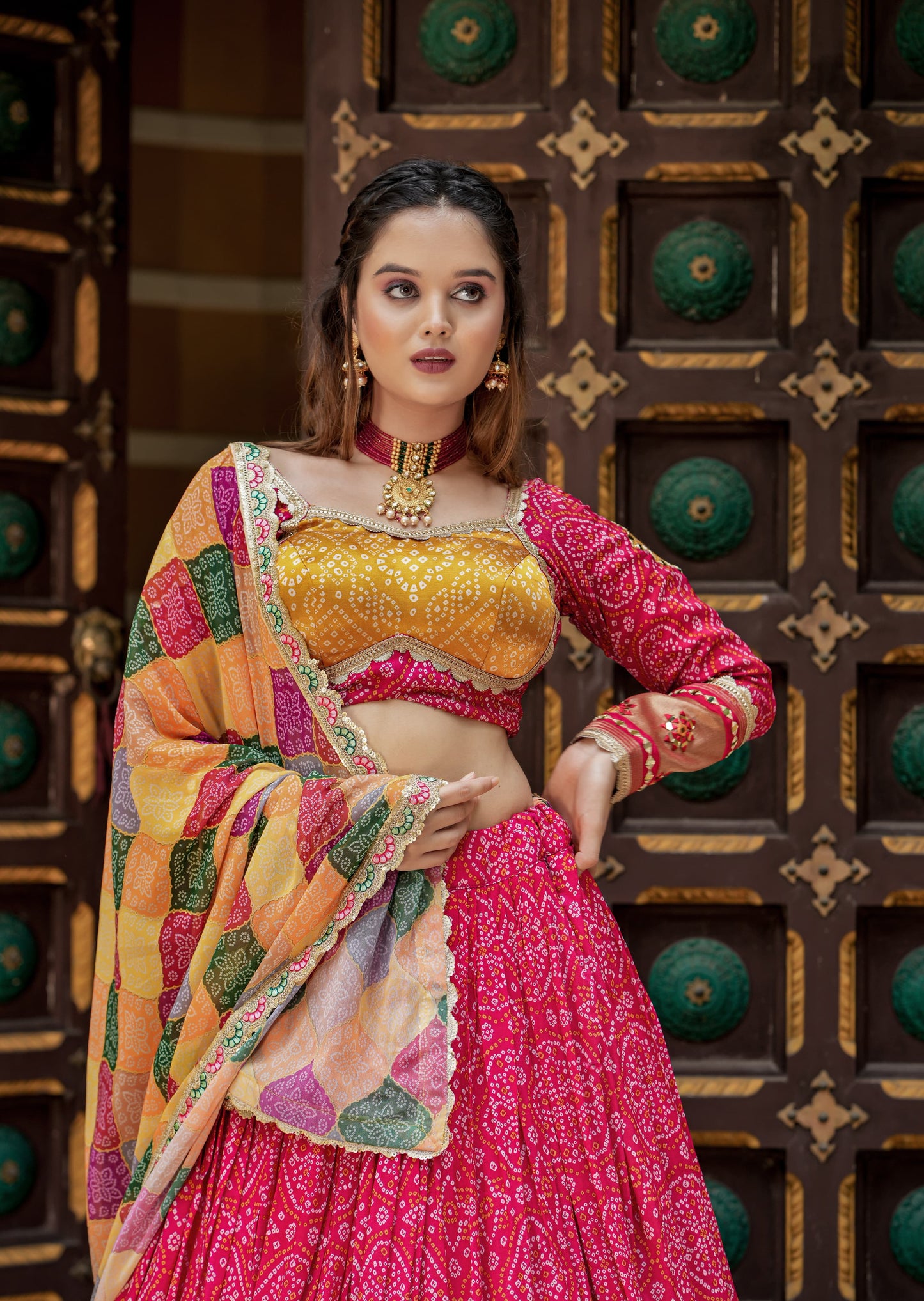 Pink color gaji soft silk lehenga choli for women online