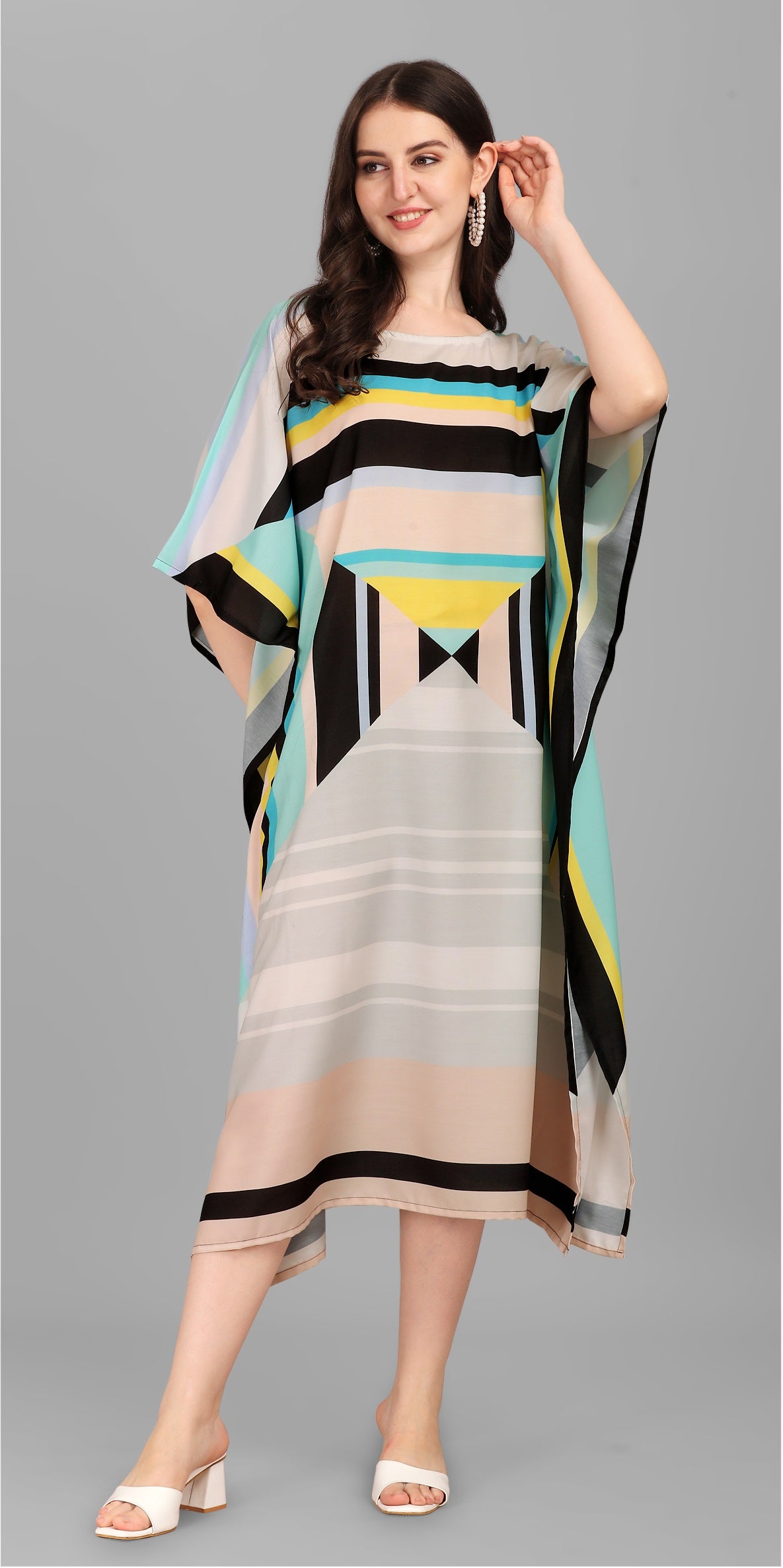 Multi color poly rayon caftan for women