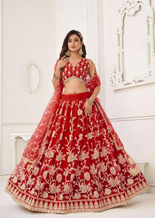 Simple red lehenga choli for women