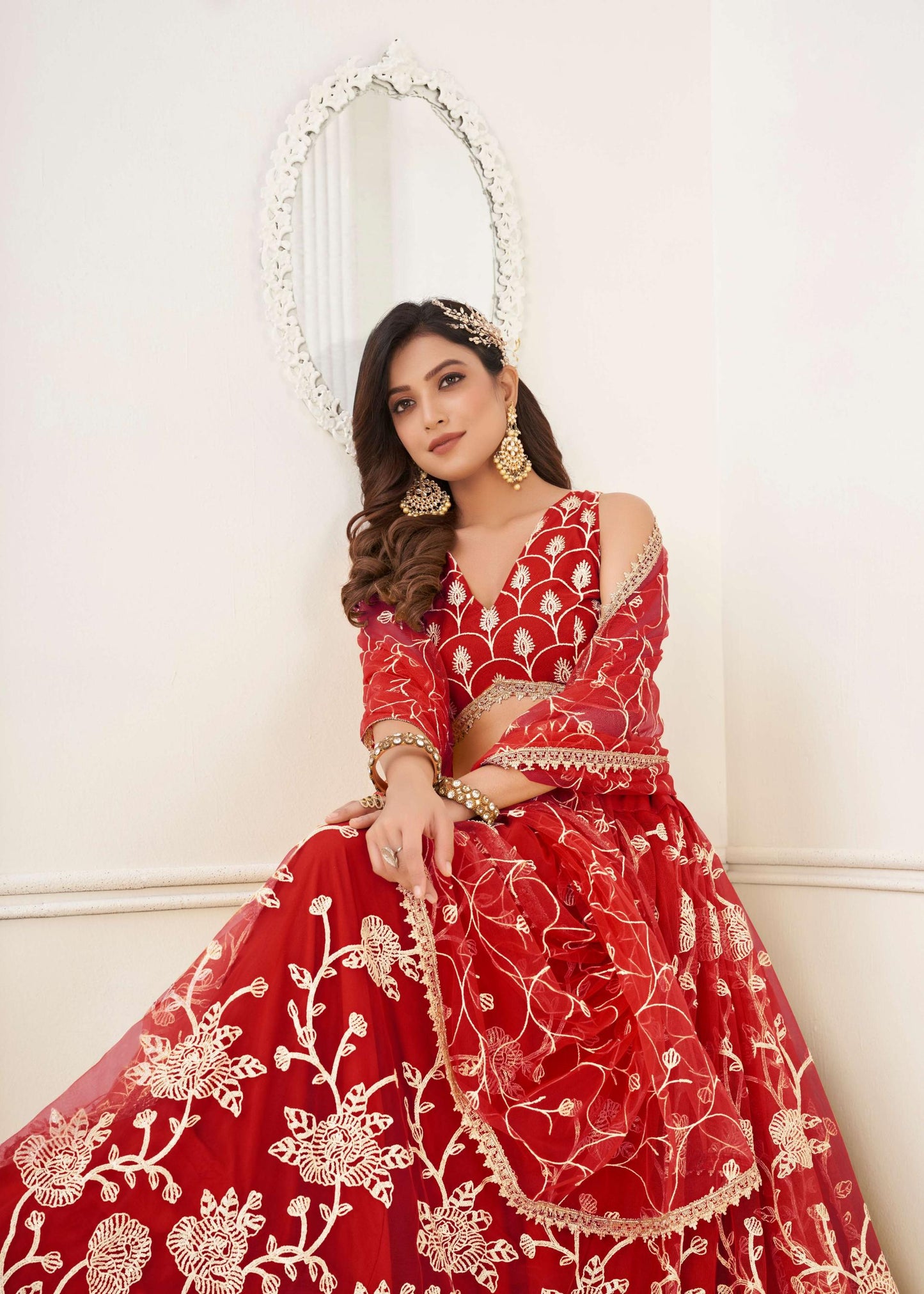 Red lehenga choli for women party wear