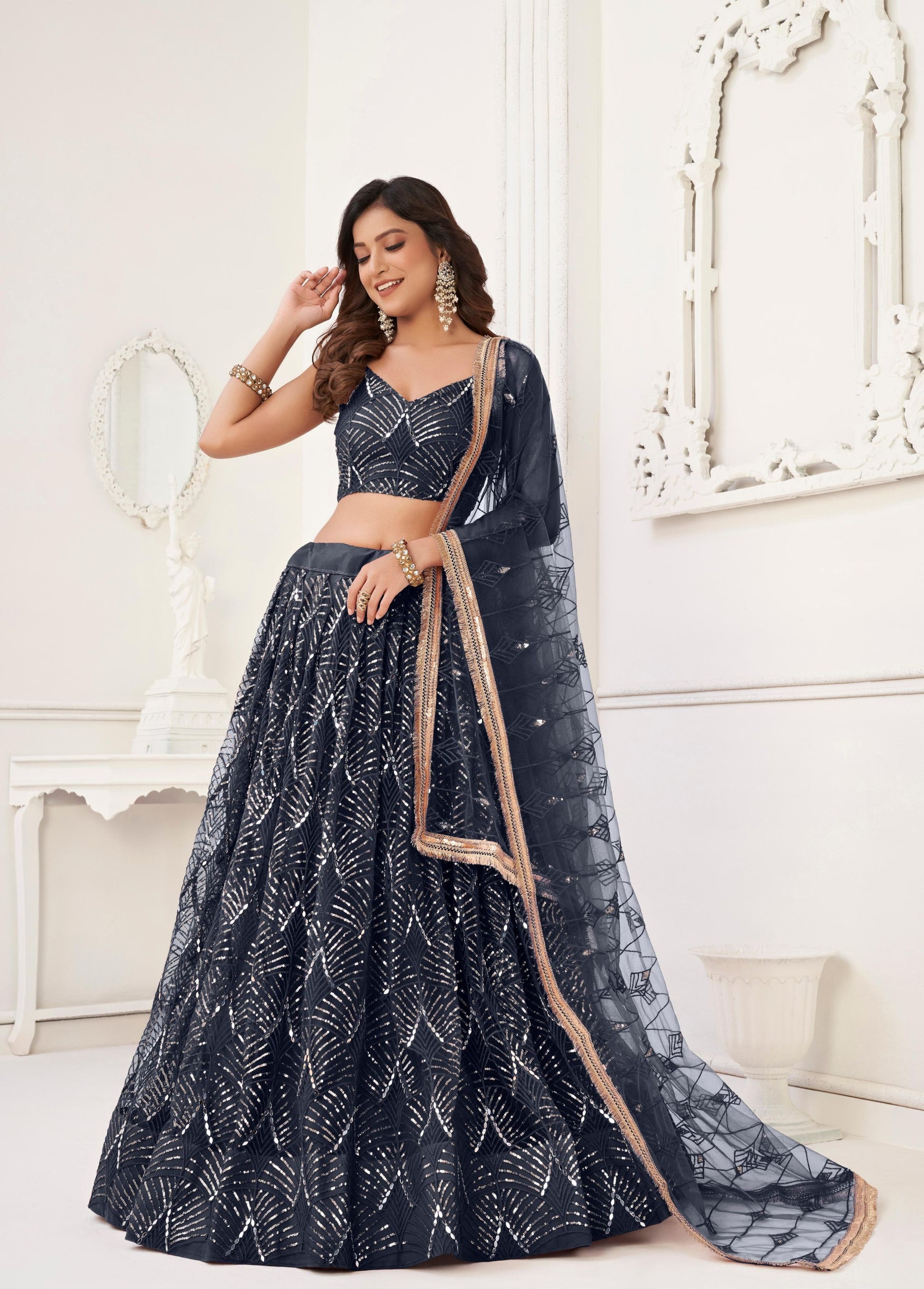Black lehenga choli with dupatta