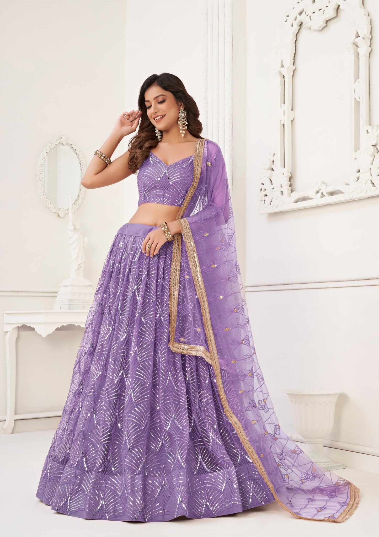 Lavender lehenga choli party wear for women