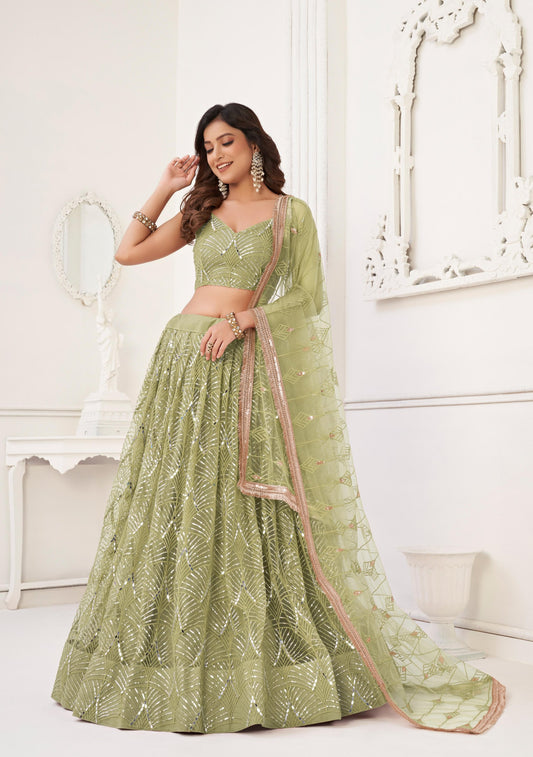 Pista Green Lehenga combination