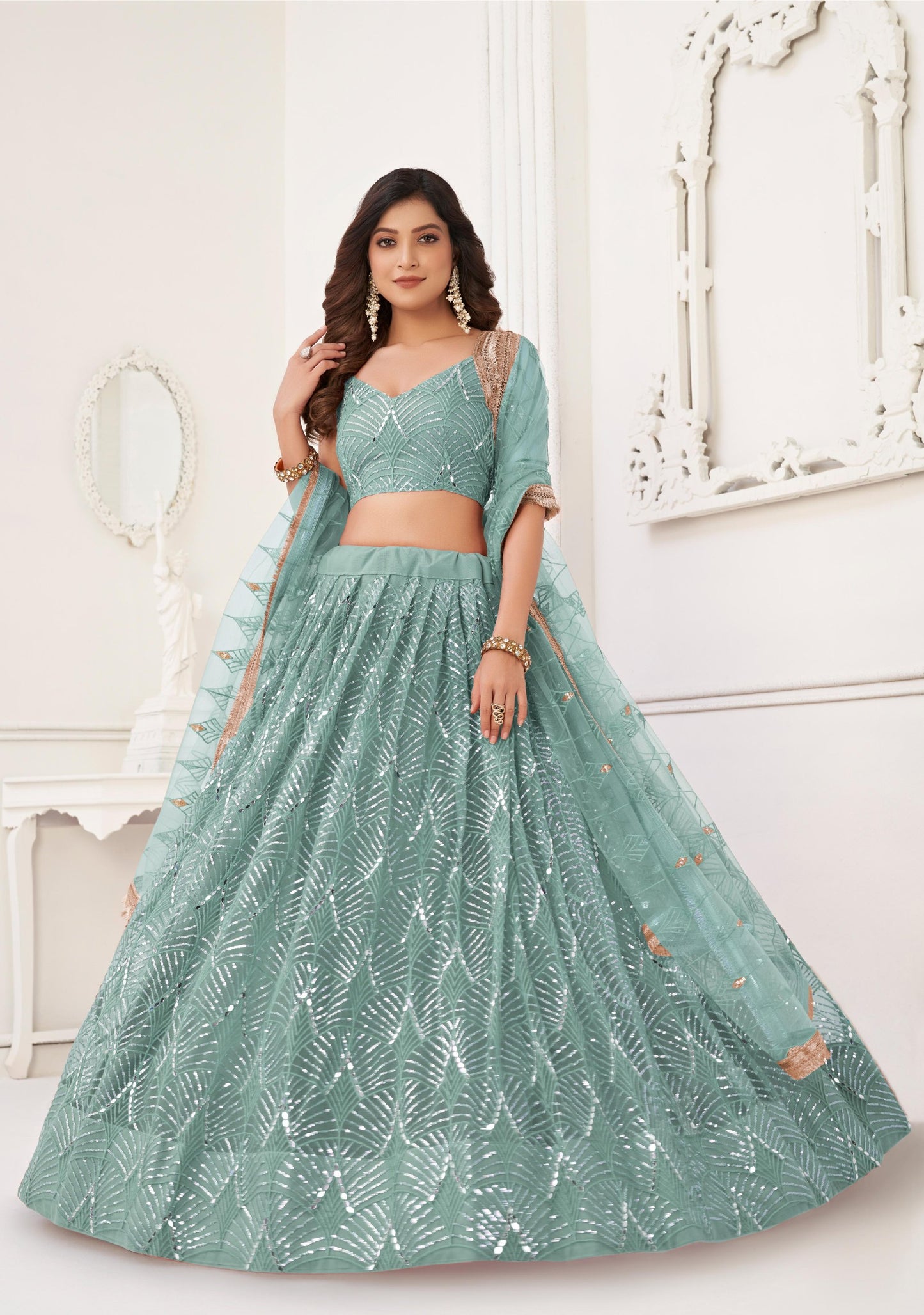 Blue lehenga for women party wear