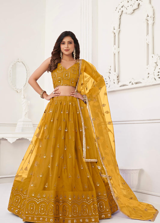 Mustard colour Lehenga design