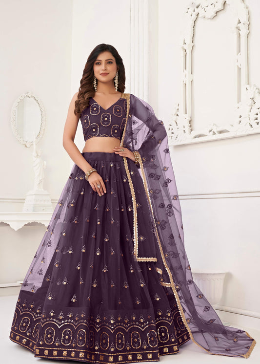 Dark Wine colour Lehenga