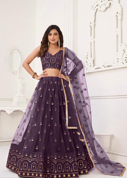 Wine colour Lehenga for Engagement