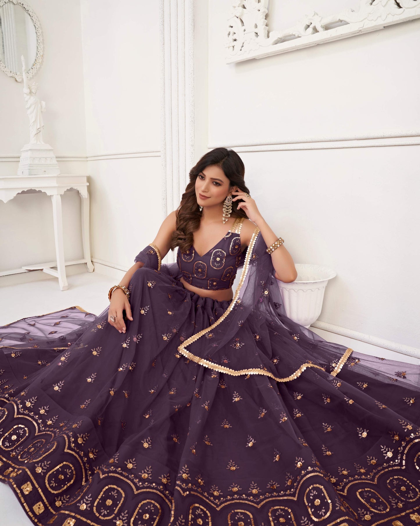 Wine colour Lehenga Bridal for women