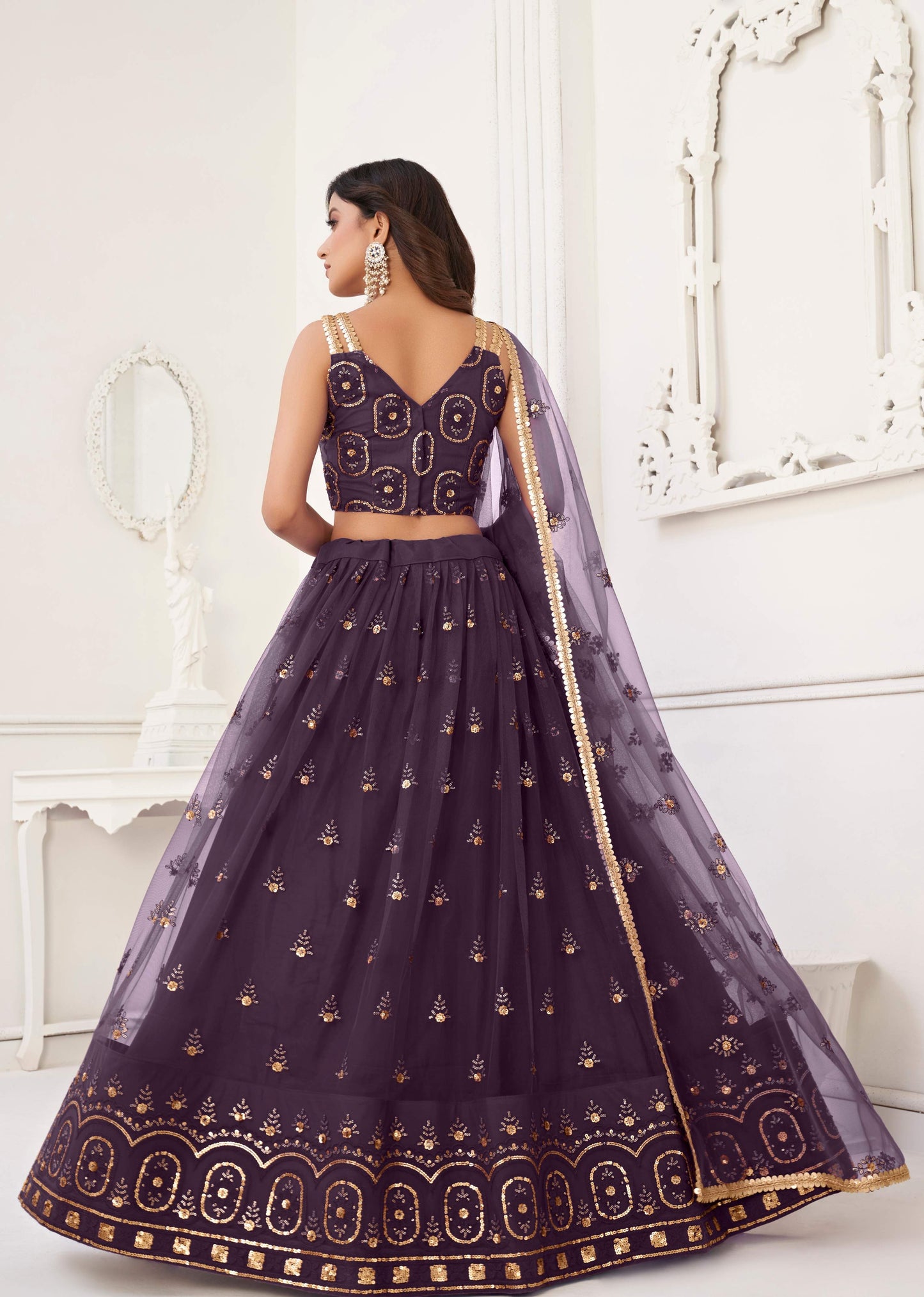 Wine colour Lehenga for Women