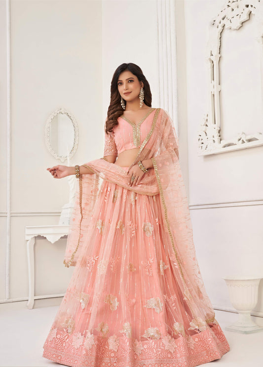 Peach colour lehenga for Engagement