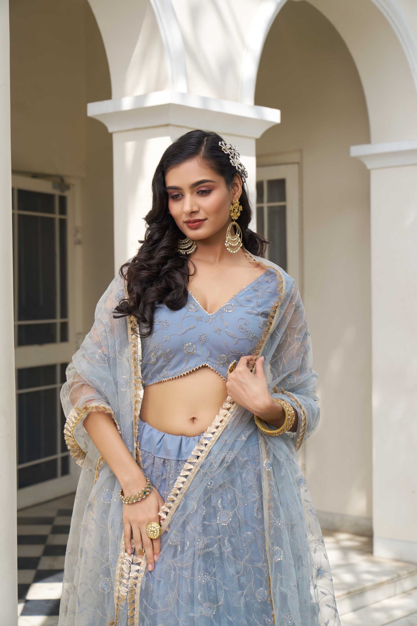 Blue colour lehenga for women with price
