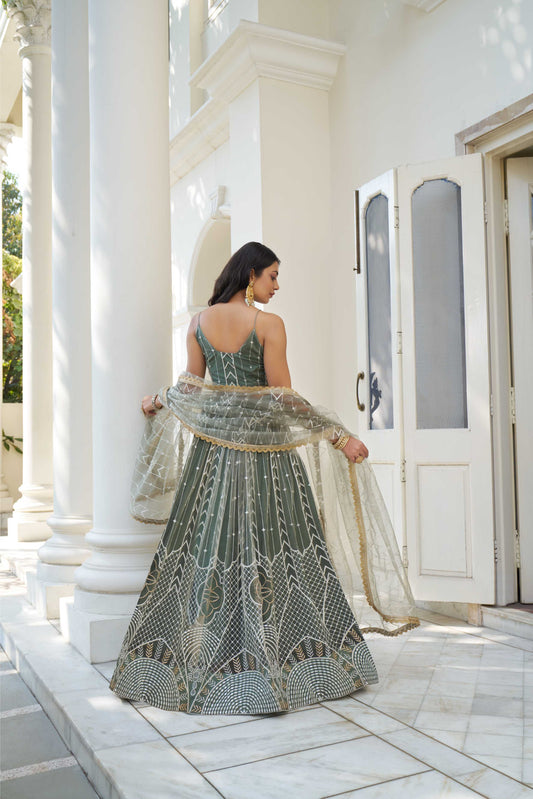 Green color wedding wear lehenga choli