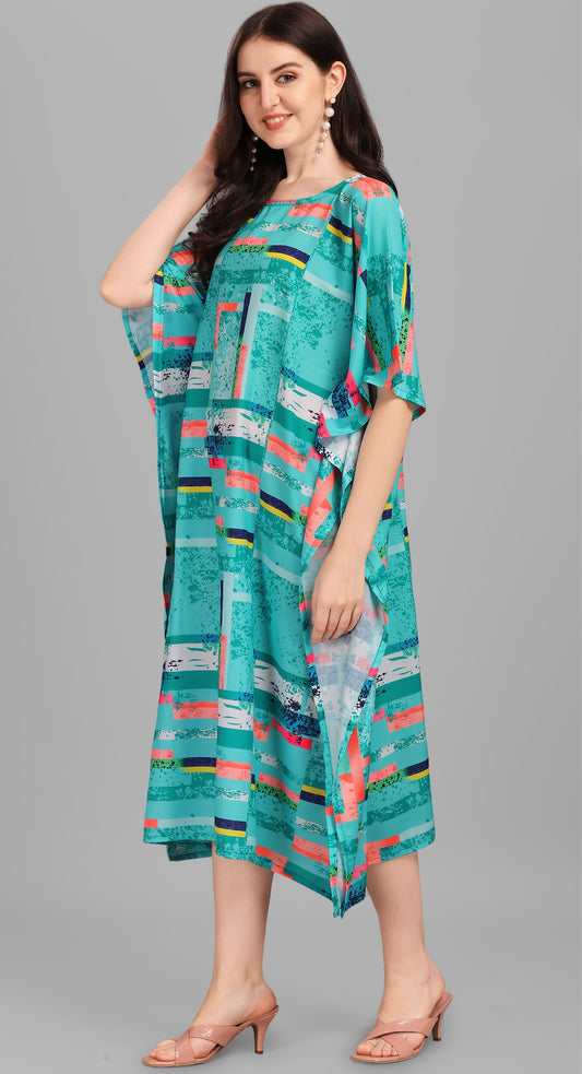 Multi color poly rayon caftan for party