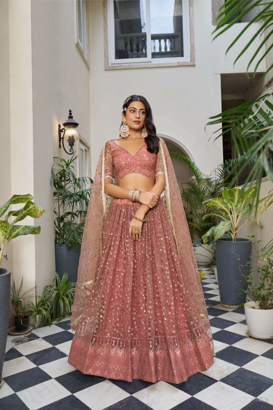 Rust colour lehenga for women