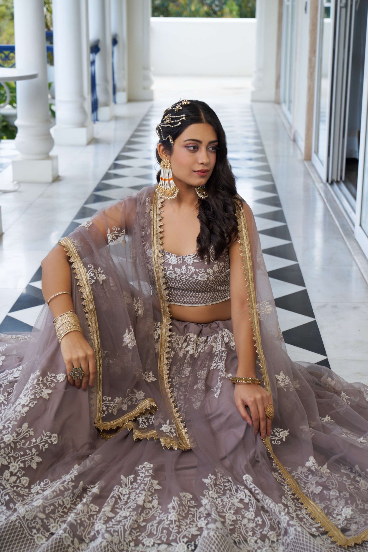 Brown colour lehenga for women party wear
