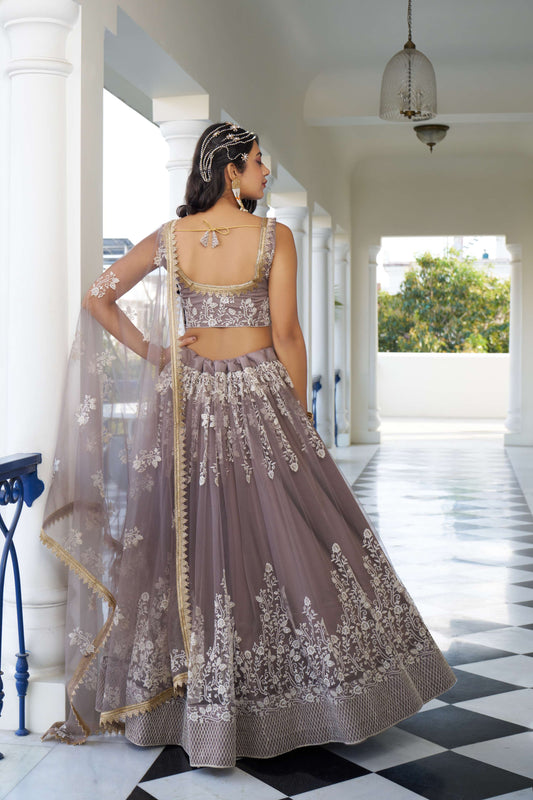 Simple brown colour lehenga for women