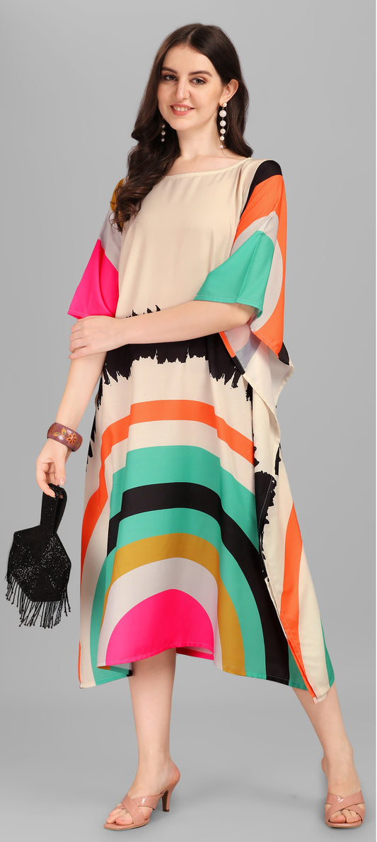 Multi color poly rayon kaftan for women