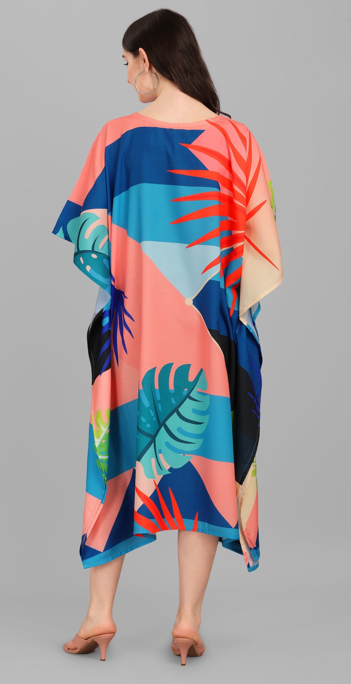 Multi color poly rayon kaftan with online