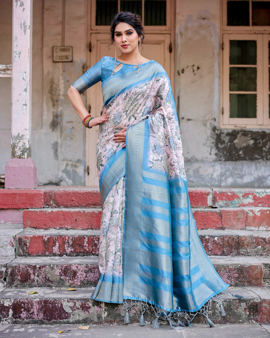 Light pink color banarasi silk saree with blouse price