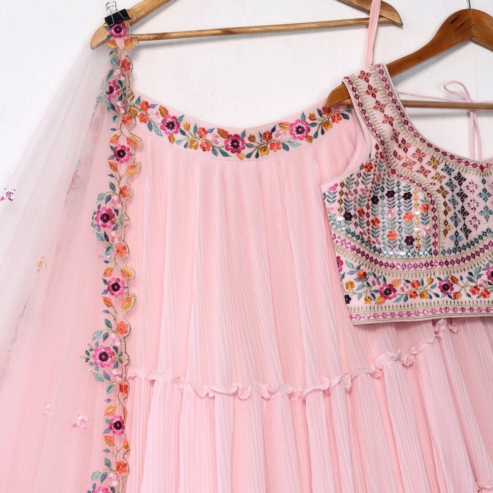 Pink color georgette lehenga choli with blouse