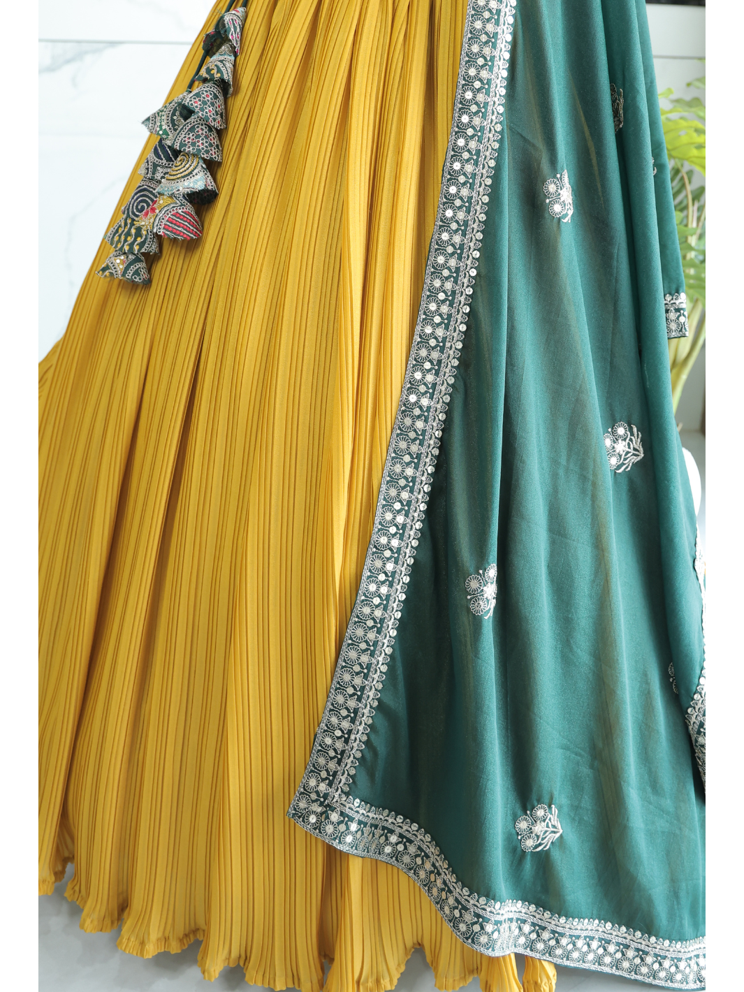 Yellow color georgette lehenga choli with blouse images