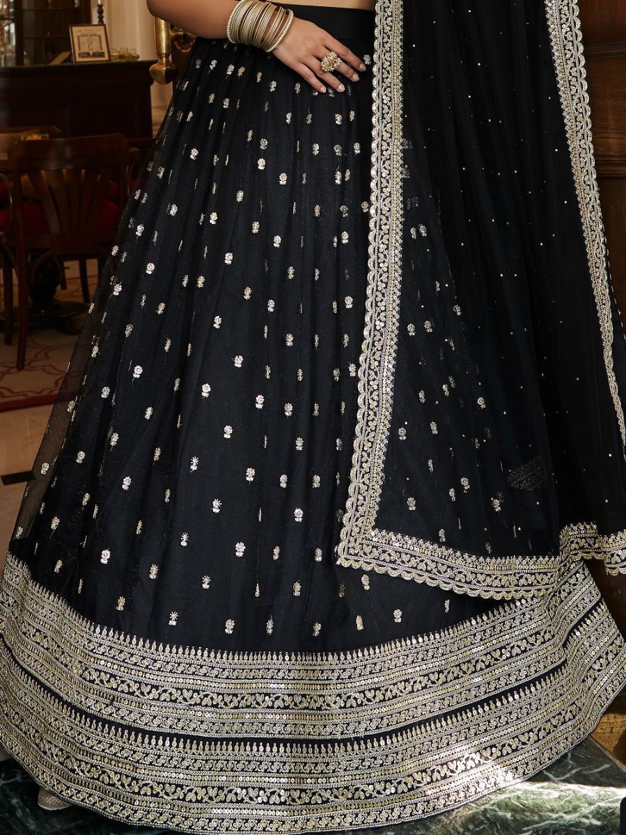 Black color georgette lehenga choli with dupatta online shopping