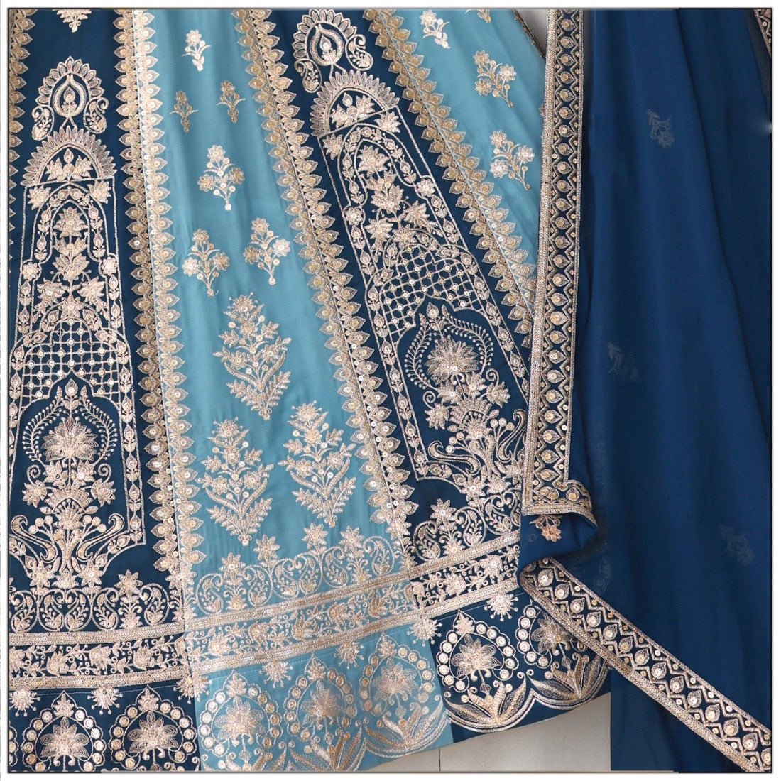 Blue color georgette lehenga choli with dupatta online