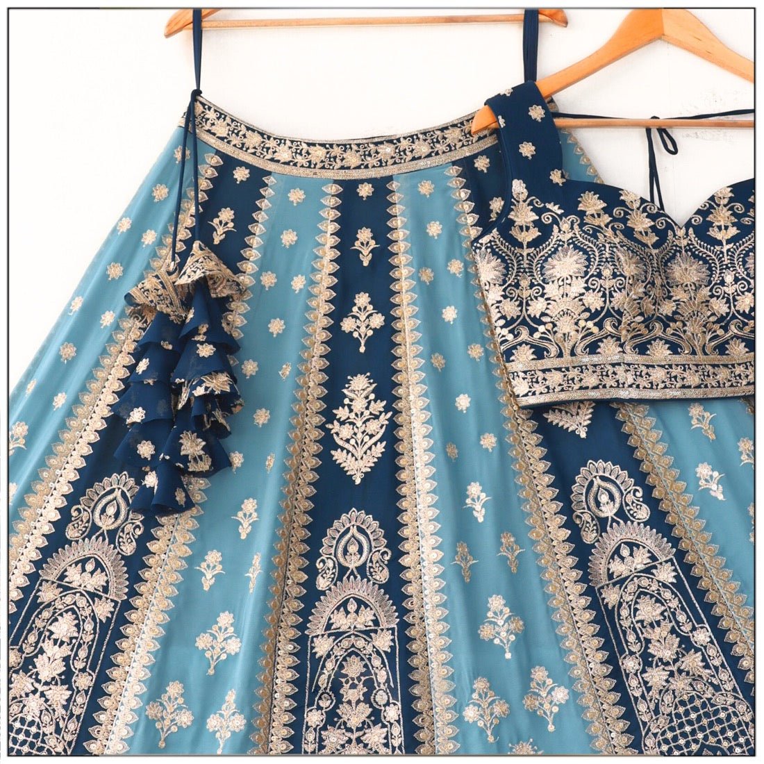 Blue color georgette lehenga choli with dupatta online