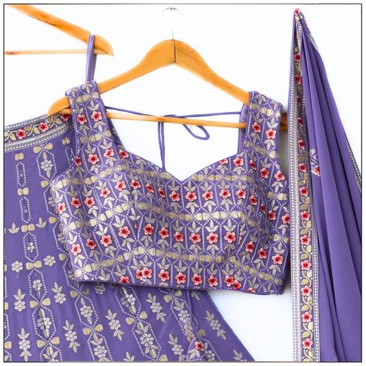 Lavender color georgette lehenga choli for wedding
