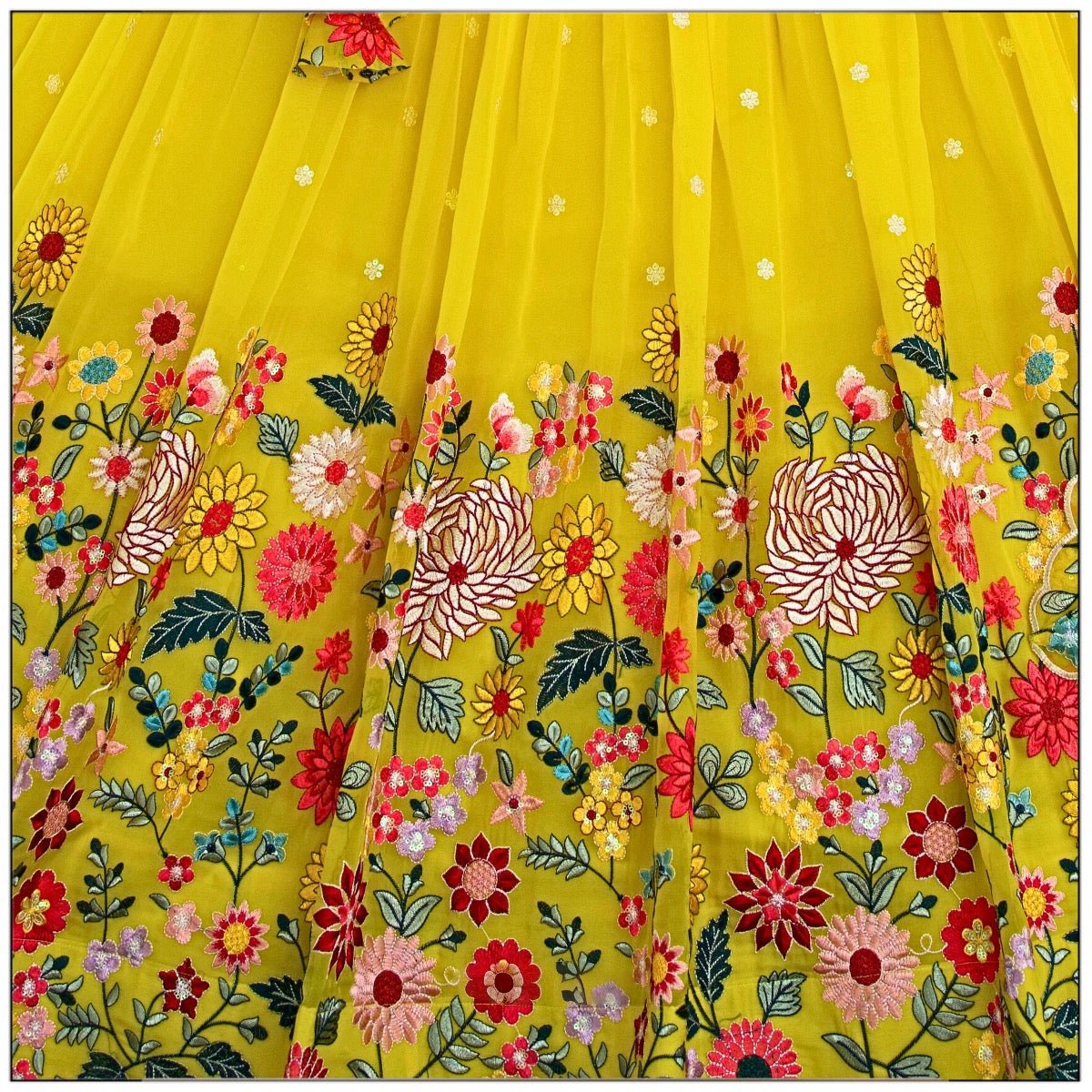 Yellow color crystal lehenga choli with dupatta images