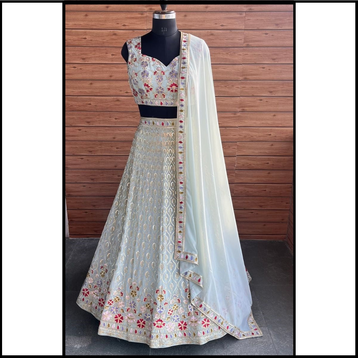 Pista color georgette lehenga choli for women
