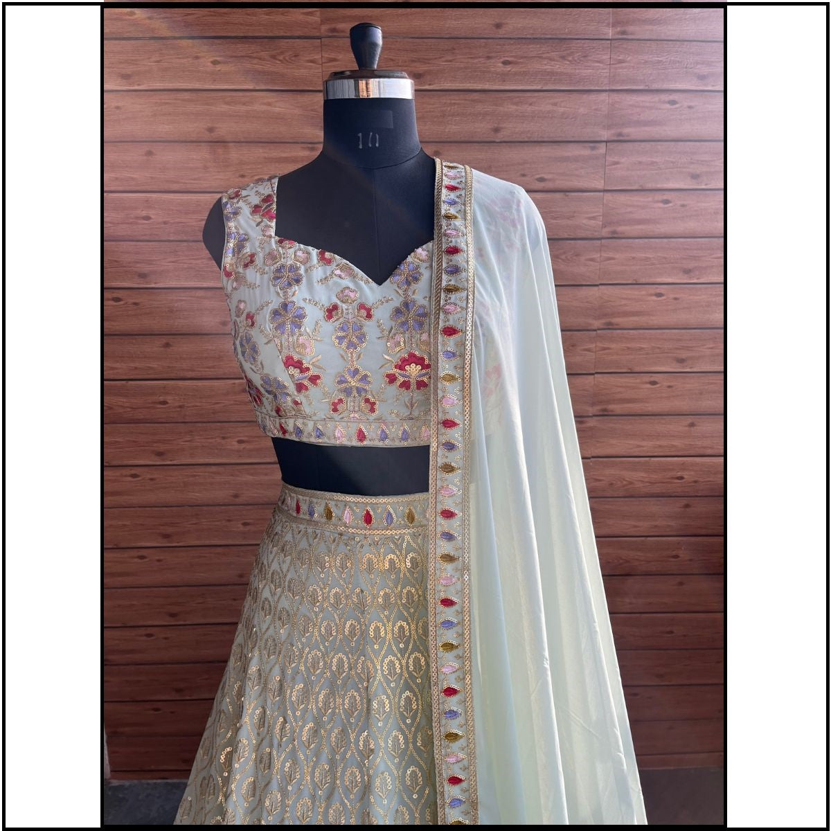 Pista color georgette lehenga choli for wedding
