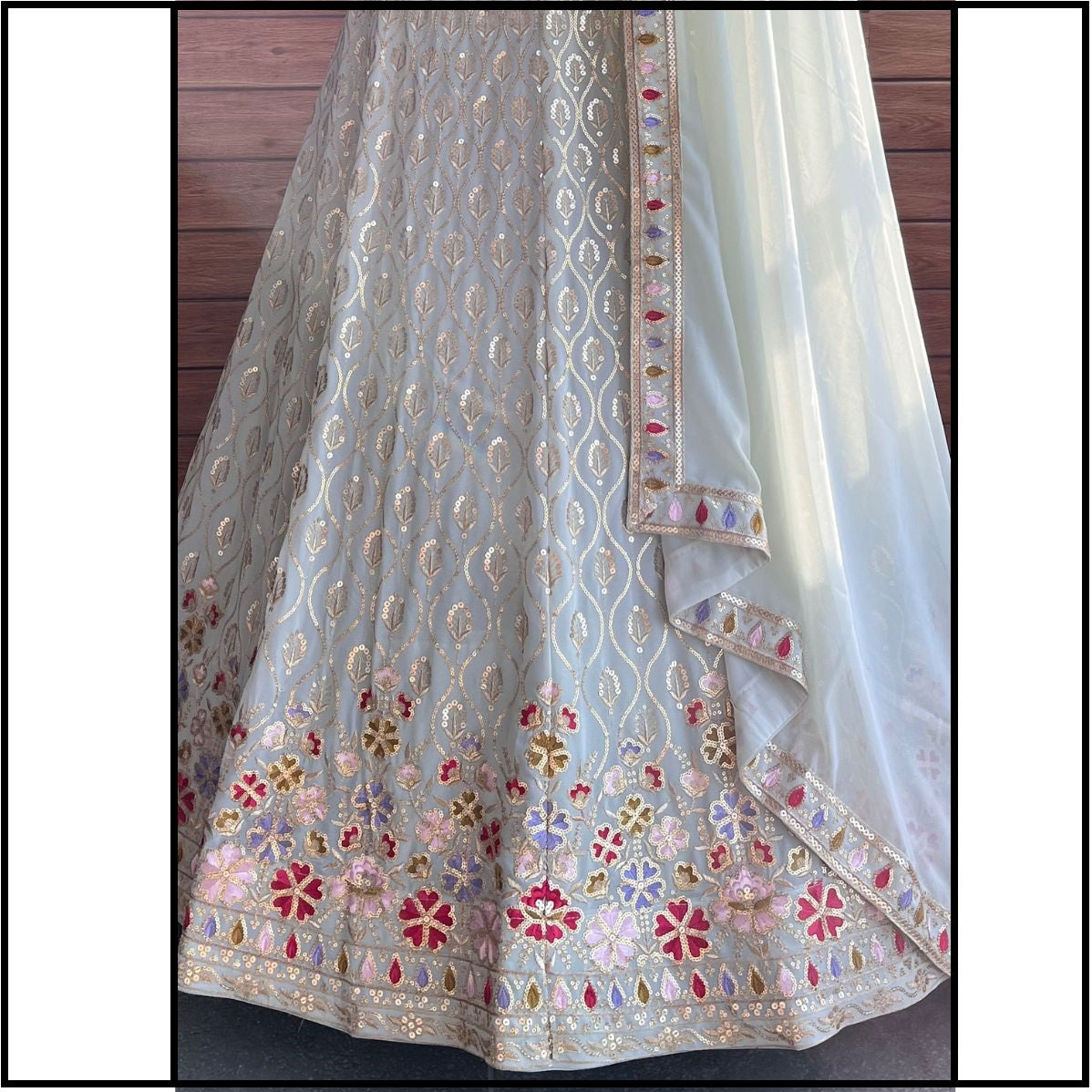 Pista color georgette lehenga choli with dupatta price