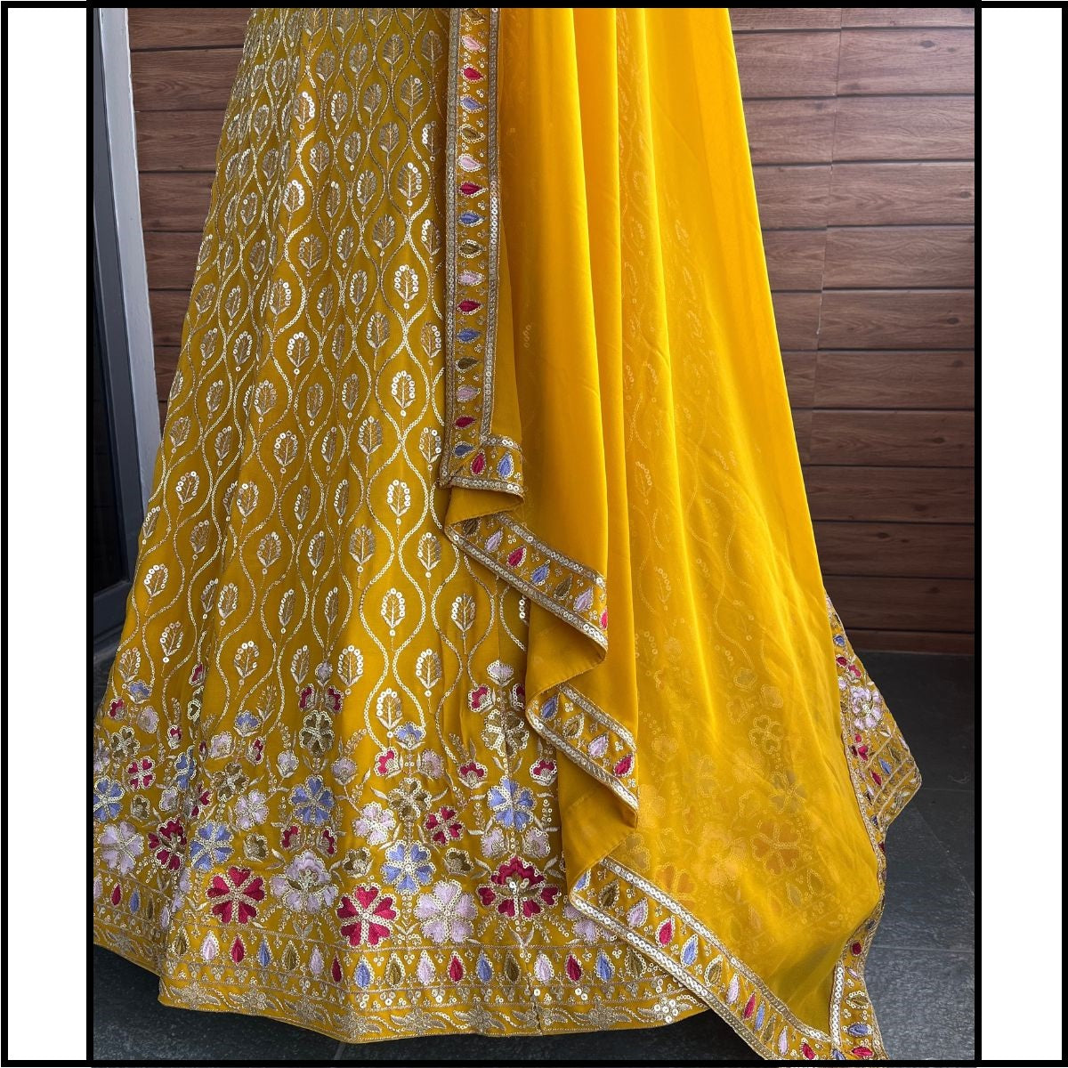 Yellow color georgette lehenga choli with dupatta online
