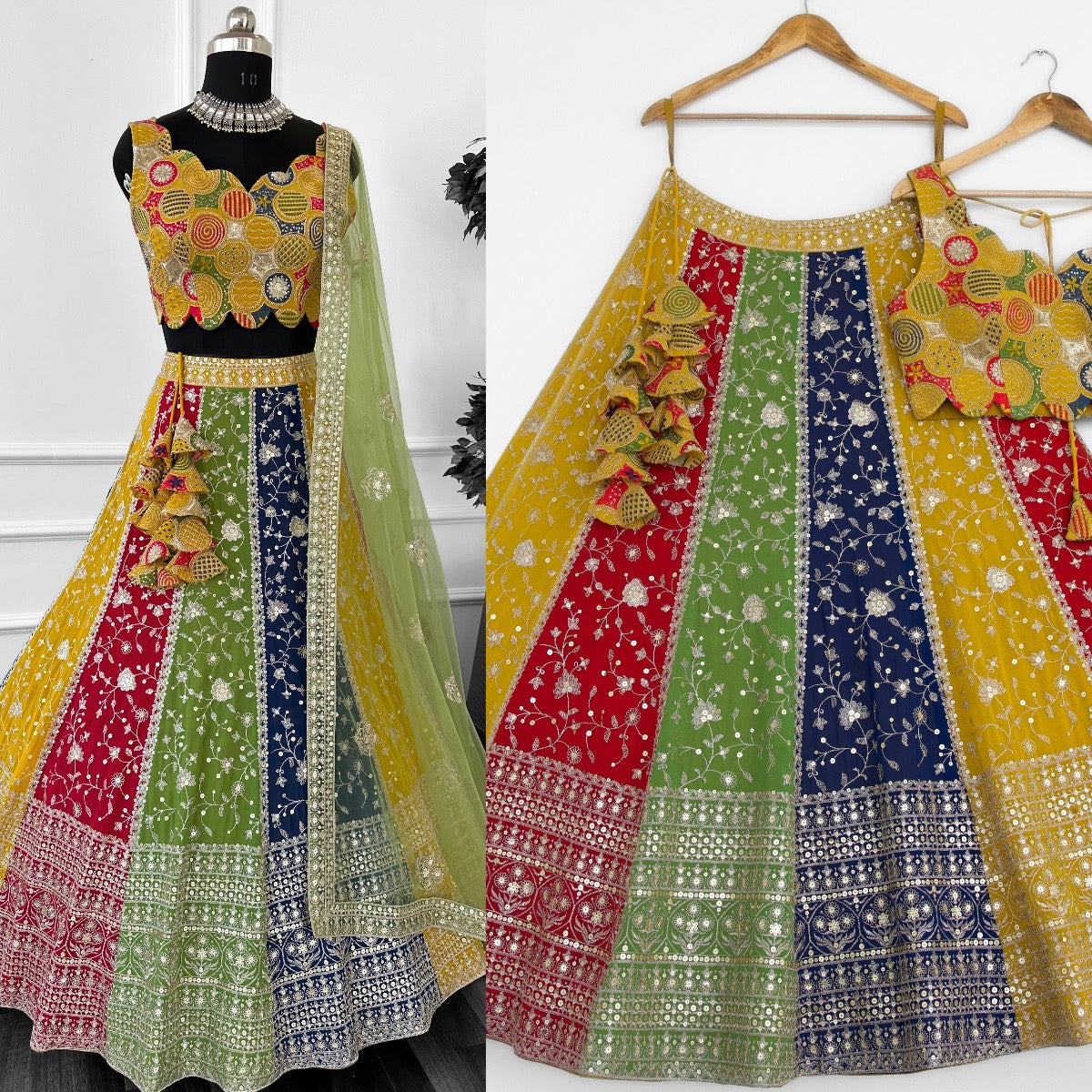 Multi color georgette lehenga choli for women