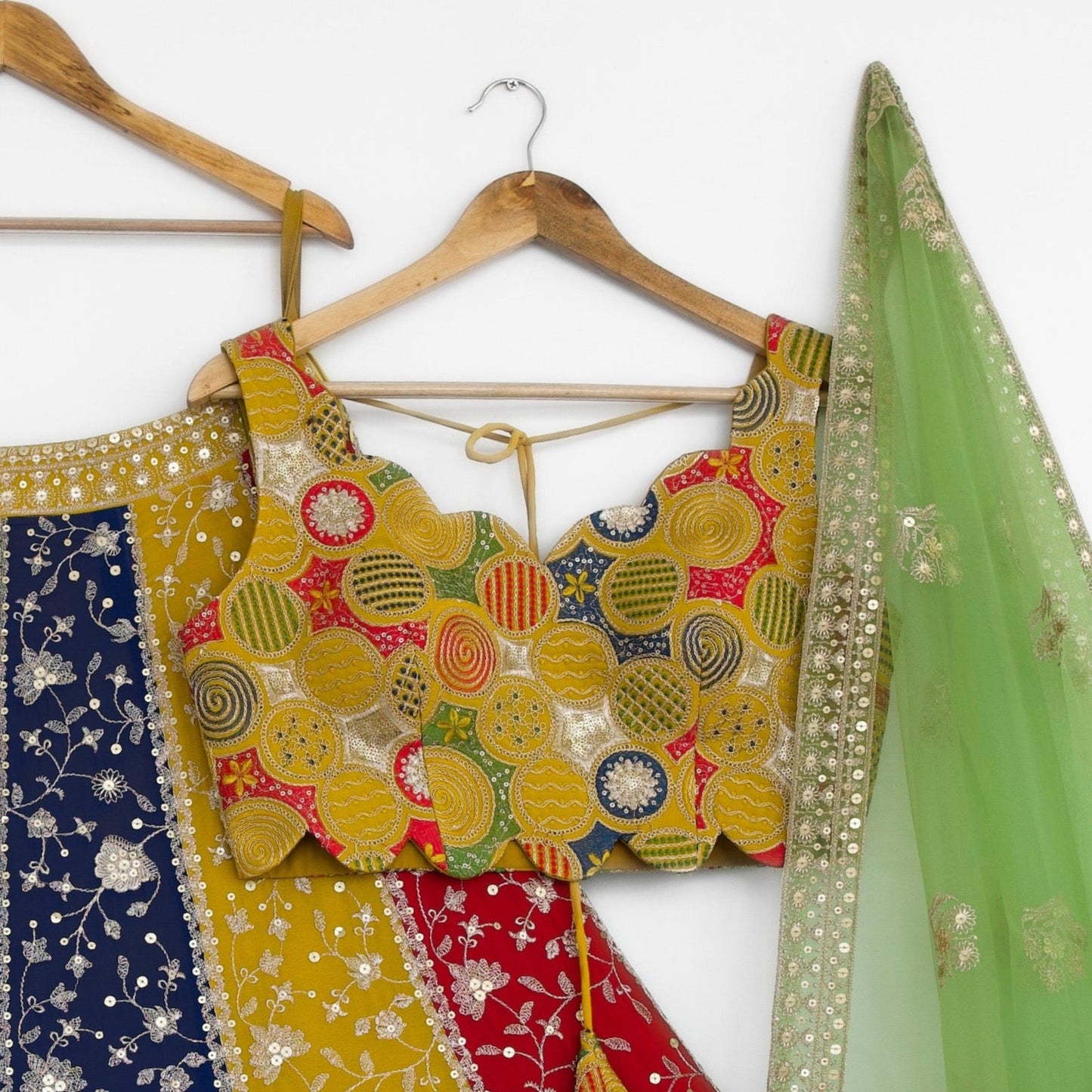 Multi color georgette lehenga choli with dupatta price