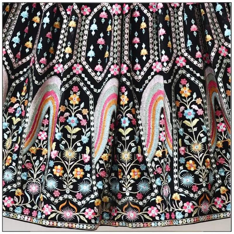 Black color georgette lehenga choli with dupatta price