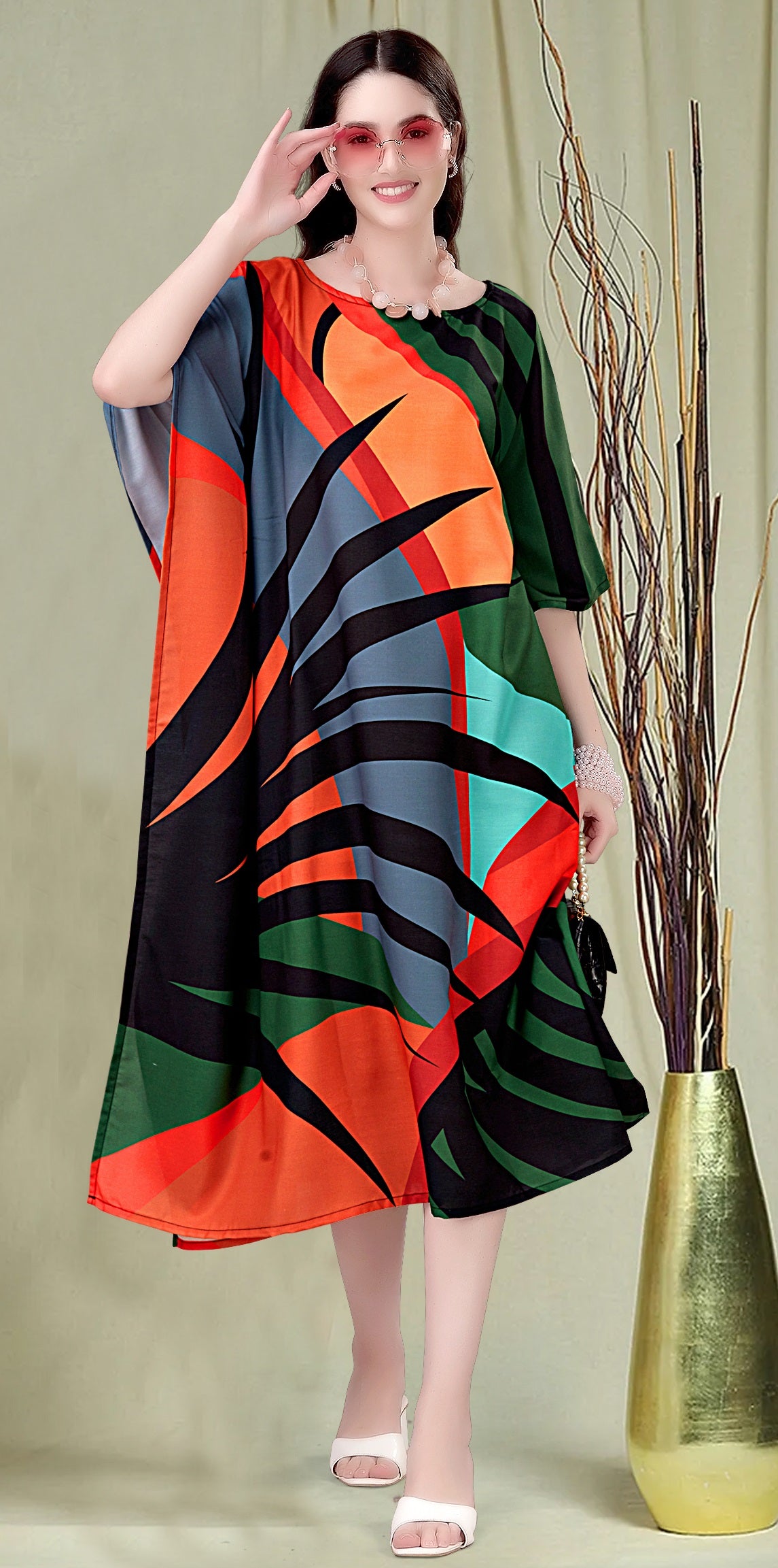 kaftan dress designer Office Wear Designer Printed Kaftan Dress