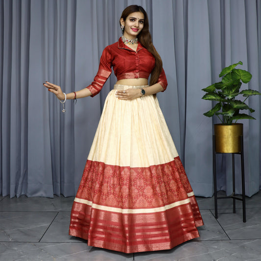 Maroon color dola silk lehenga with blouse online