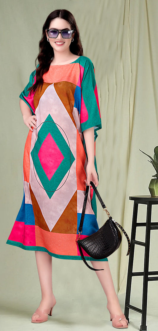 Multi color printed kaftan for party wear