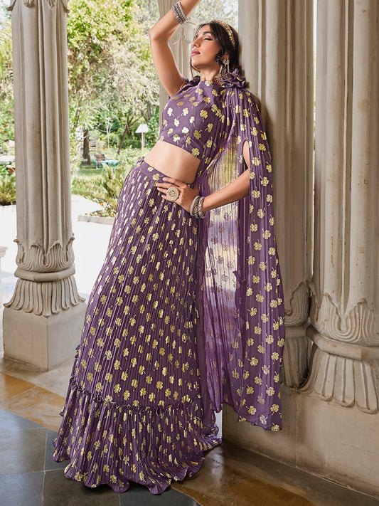 Purple color designer crop top lehenga