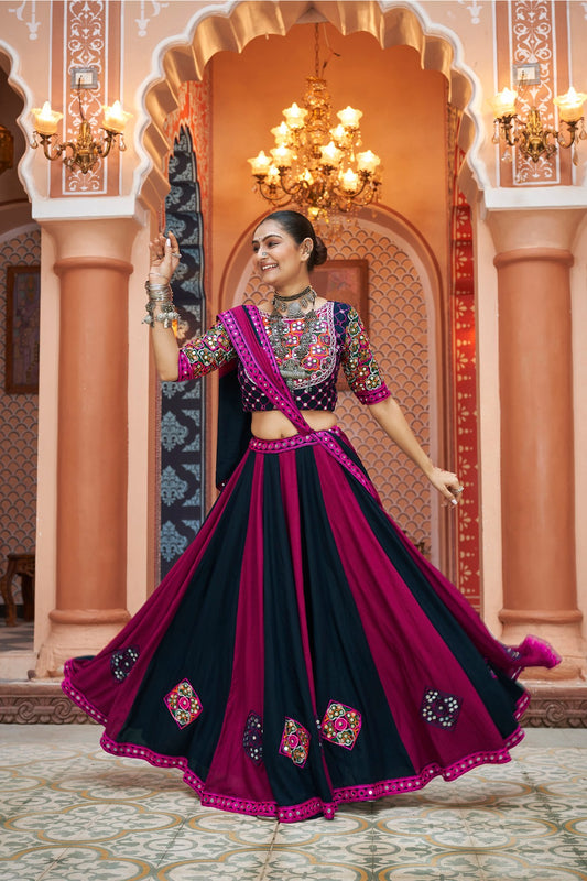 Multi color mirror work lehenga choli
