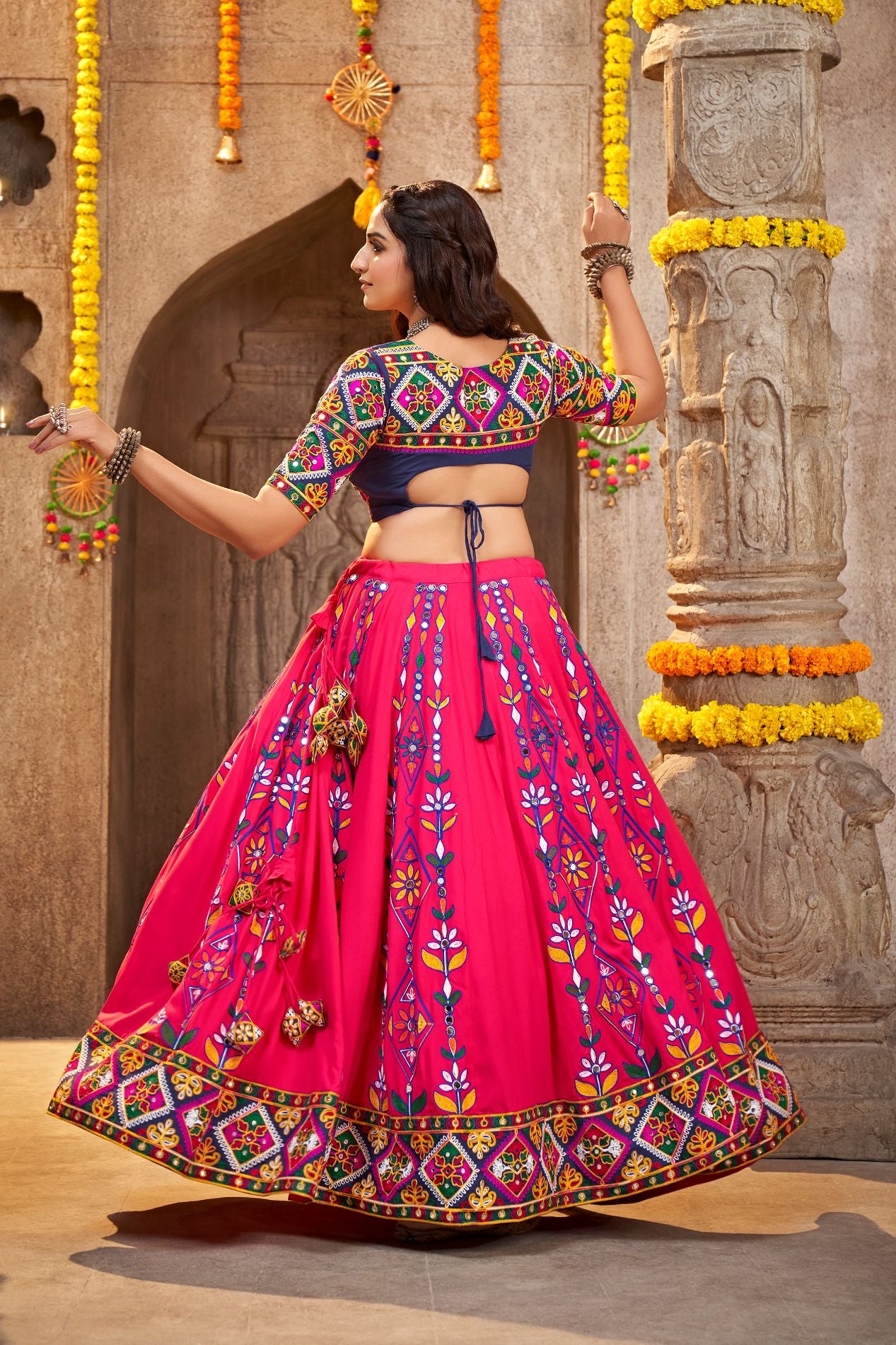 Dark pink lehenga combination