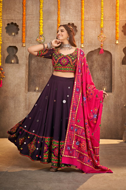Cotton Navratri Purple Pink Chaniya Choli