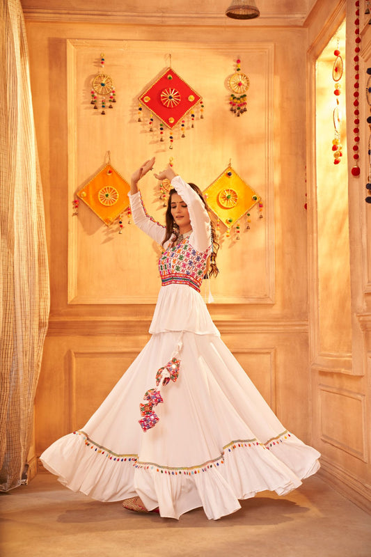 White navratri lehenga choli images